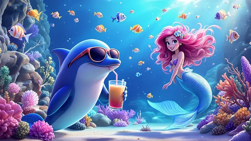 Ilustrasi dunia bawah laut untuk permainan tembak ikan VT678